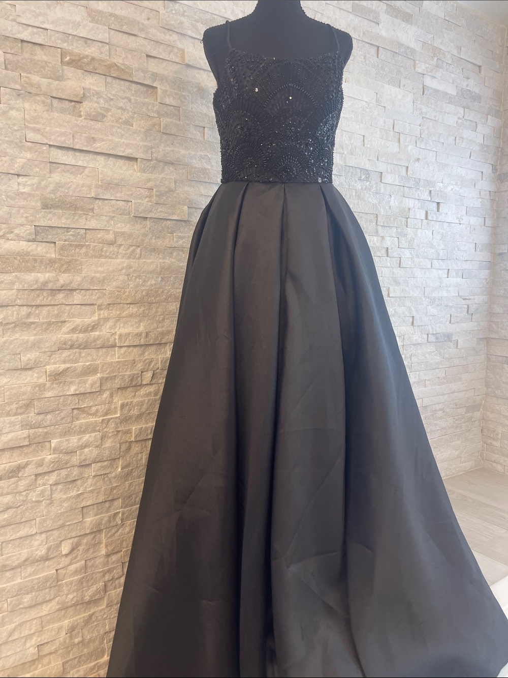 Jovani Black Beaded A-Line Prom Gown